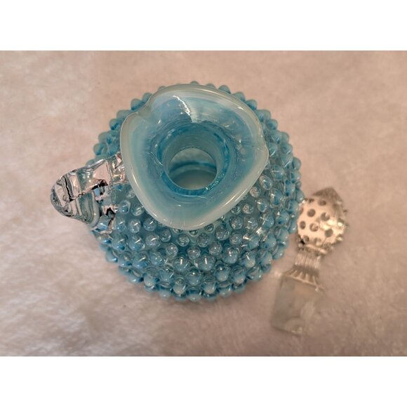 Vntg Fenton English Hobnail Blue Opalescent Glass Cruet With Stopper Spa Decor - Picture 5 of 9